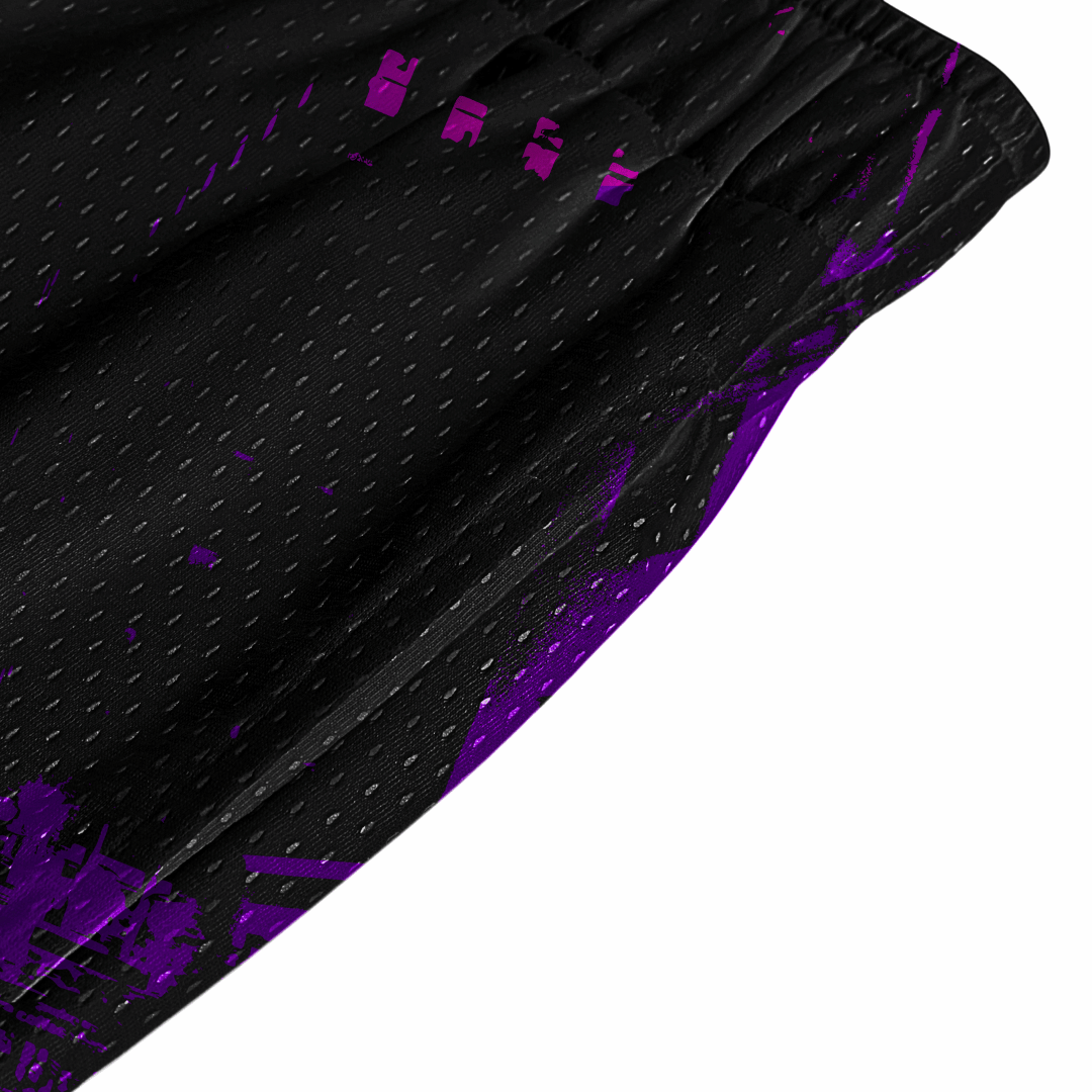 purple city mesh shorts close up