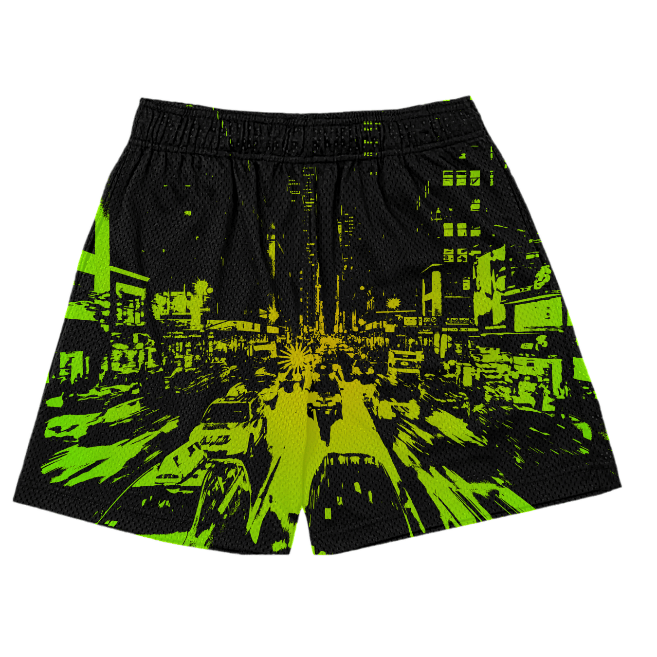 lime black city mesh shorts