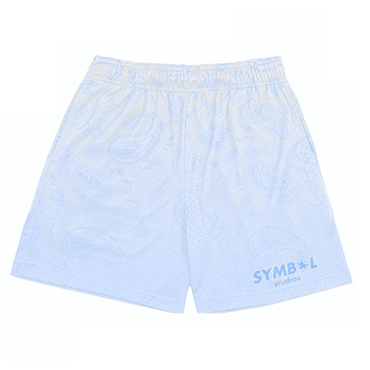 "ICE" FADED PAISLEY MESH SHORTS