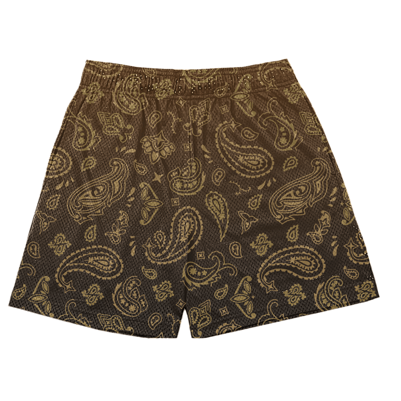 "MOCHA" FADED PAISLEY MESH SHORTS