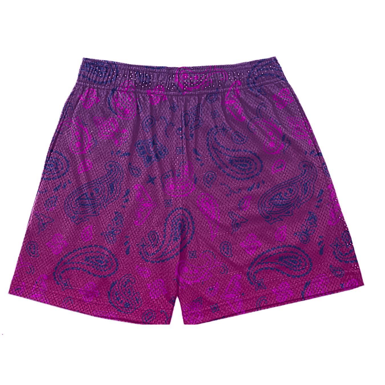 purple sun faded mesh shorts back