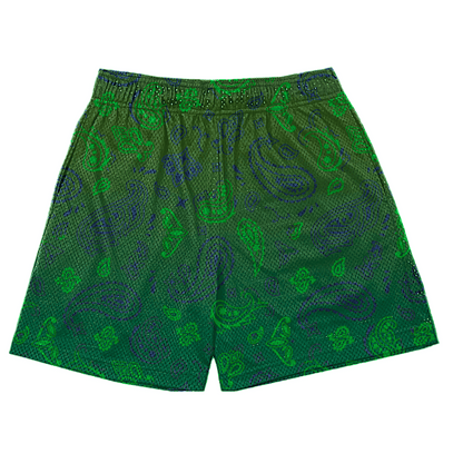 "MOSS" FADED PAISLEY MESH SHORTS